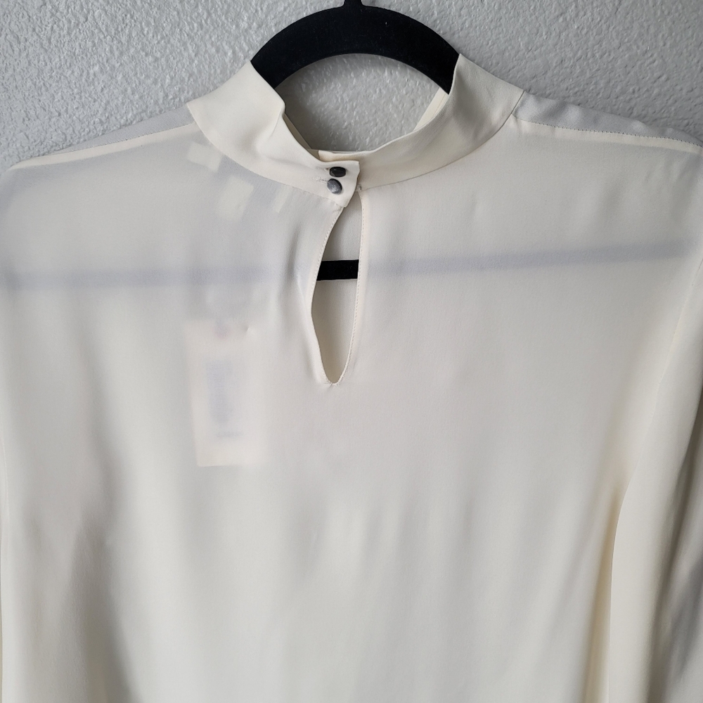 Ted Baker High Neck Keyhole Long Sleeve Blouse Size 4/US 10 In Cream NWT - Picture 5 of 9